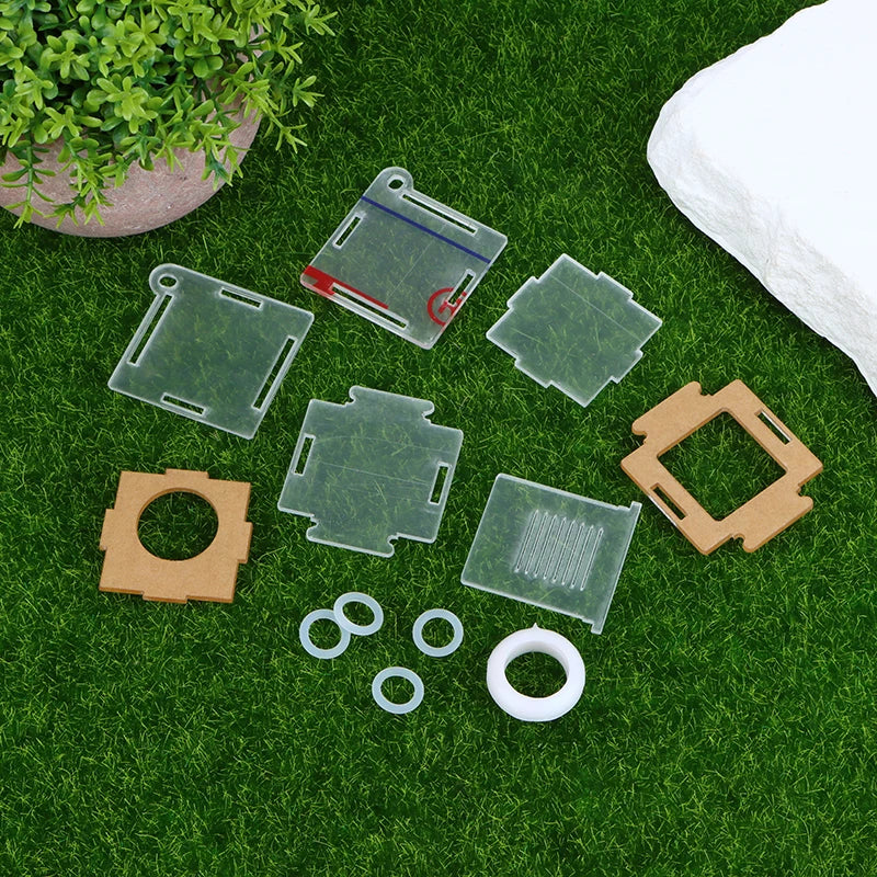 Complete acrylic ant farm test tube nest set contents: activity area and tube fitting