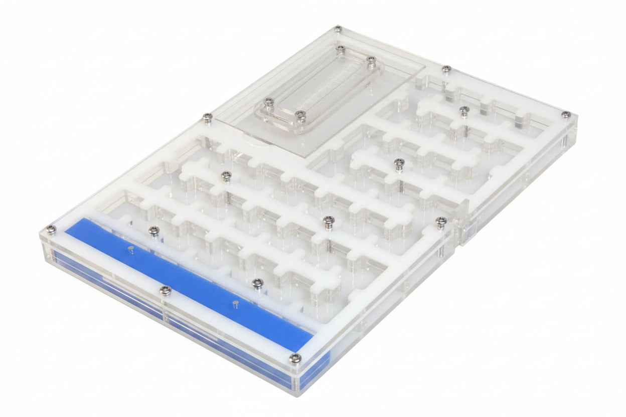 Acrylic ant farm flat-pack components before DIY assembly
