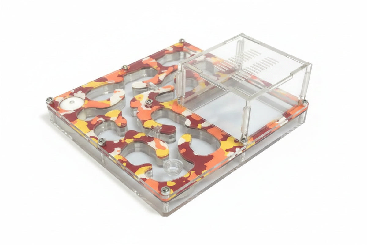Camouflage acrylic ant farm connector port detail for outworld attachment