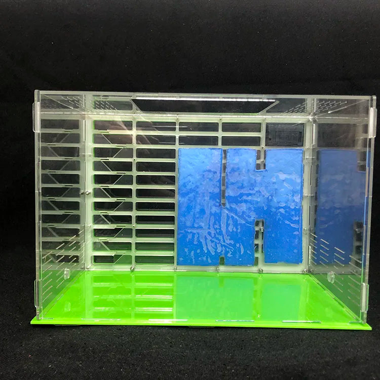 Flat-pack components of King Size professional acrylic ant farm before assembly