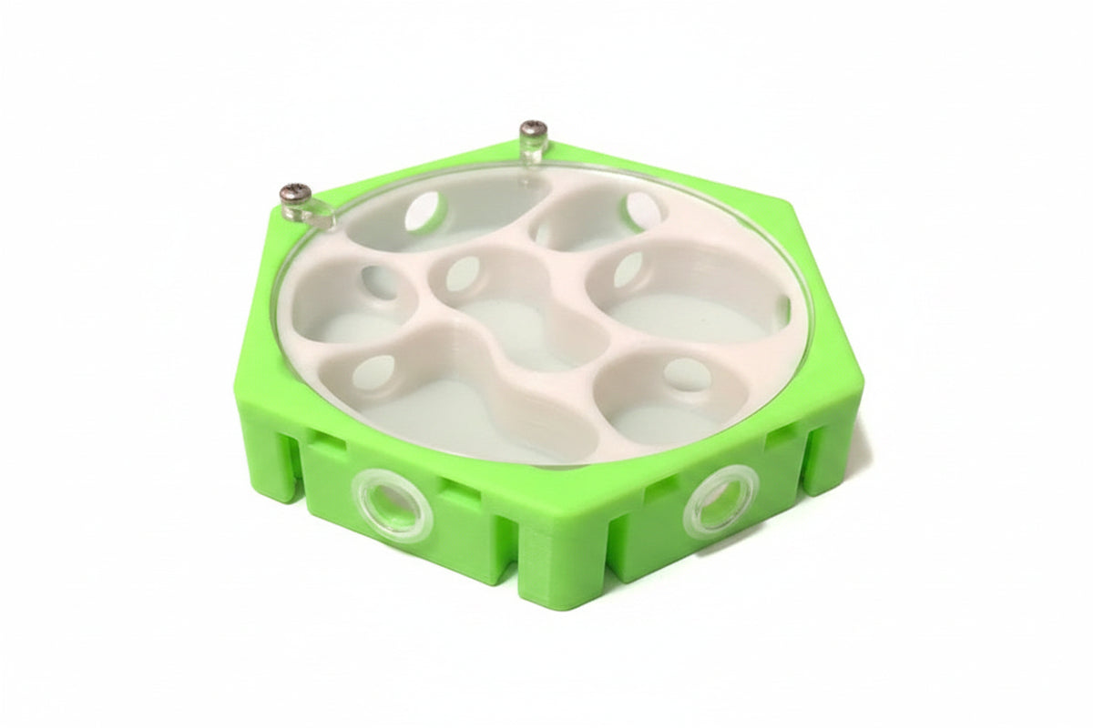 Ant farm honeycomb modules A through E size comparison laid flat on white surface