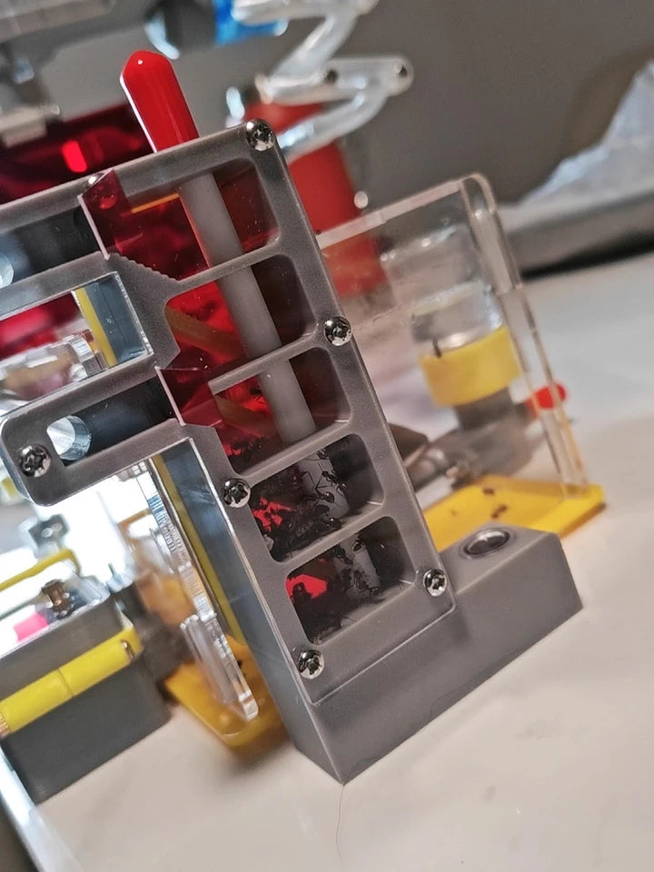 Acrylic ant farm villa side profile showing full nest and outworld connection port
