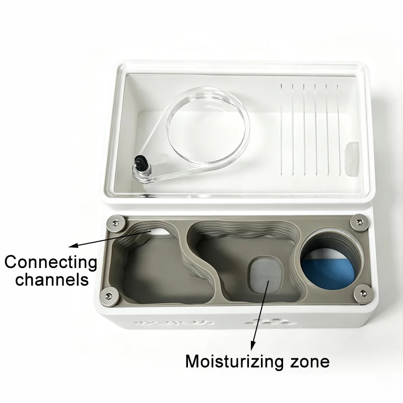 Side profile of the 3D printed ant nest showing 35mm depth and port access
