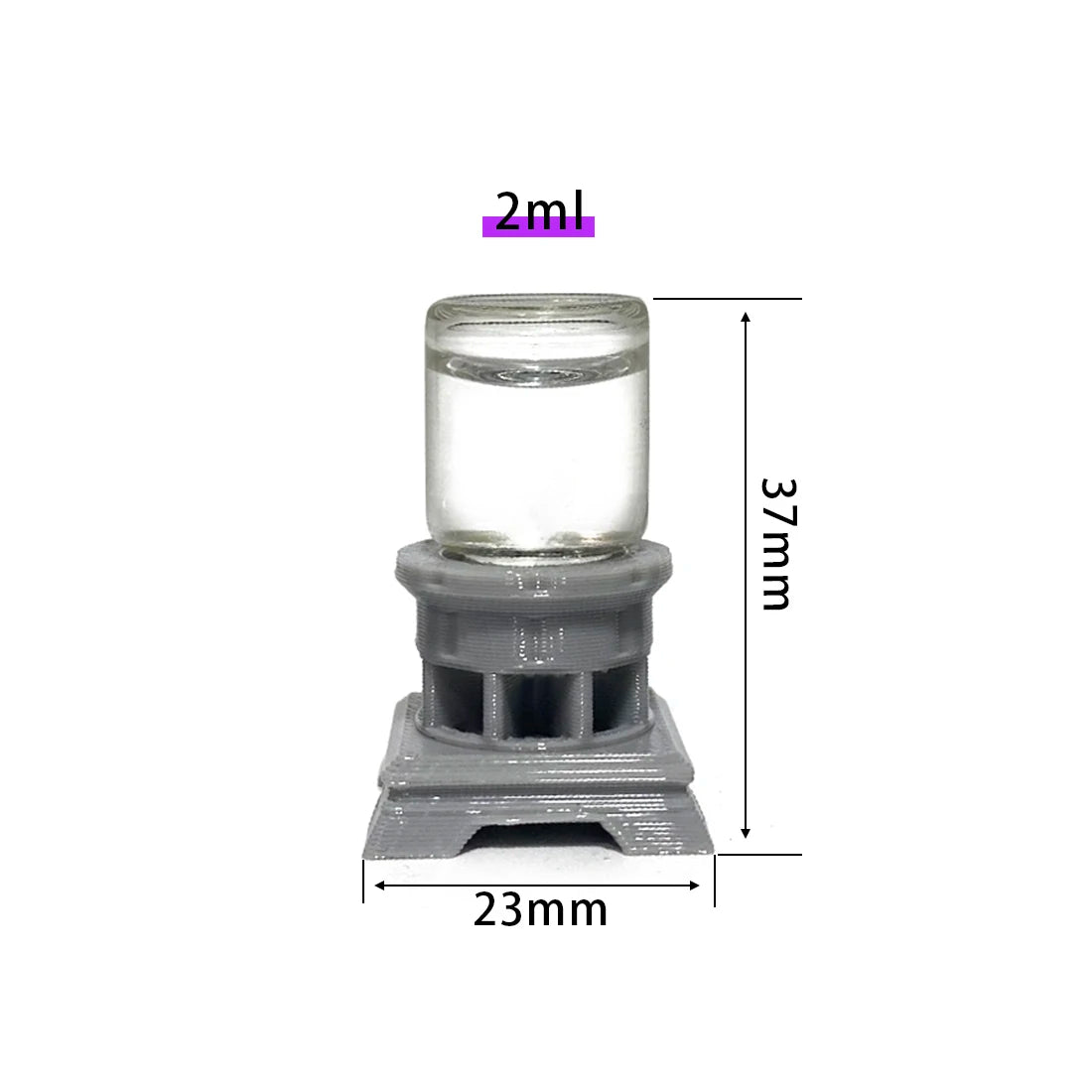 Glass ant waterer 1ml size next to founding queen test tube setup