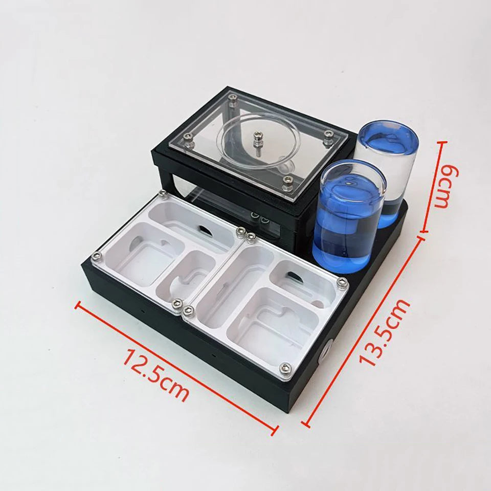 Close-up of 3D printed ant farm villa connection points and viewing panel detail