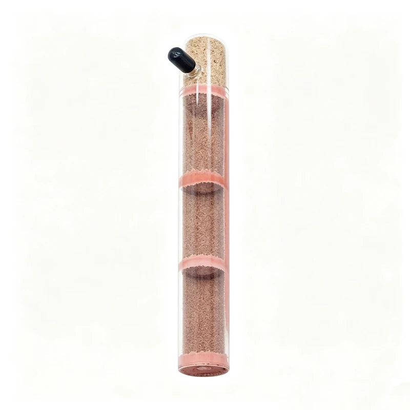 Cross-section detail of gypsum and sand moisture core inside bamboo ant tube