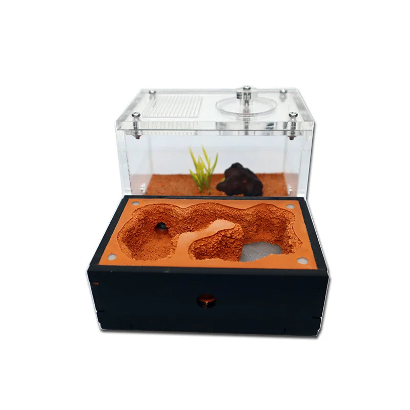 External garbage area module detached from concrete ant farm showing magnetic connection