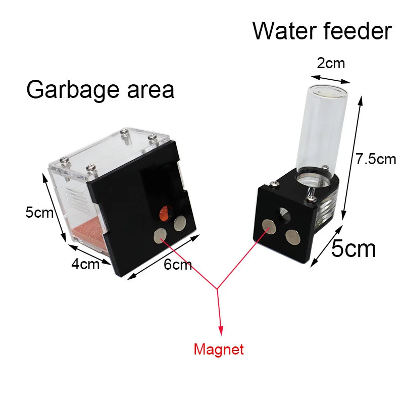Three 10 mm expansion ports on concrete ant farm for connecting outworld or additional nest modules