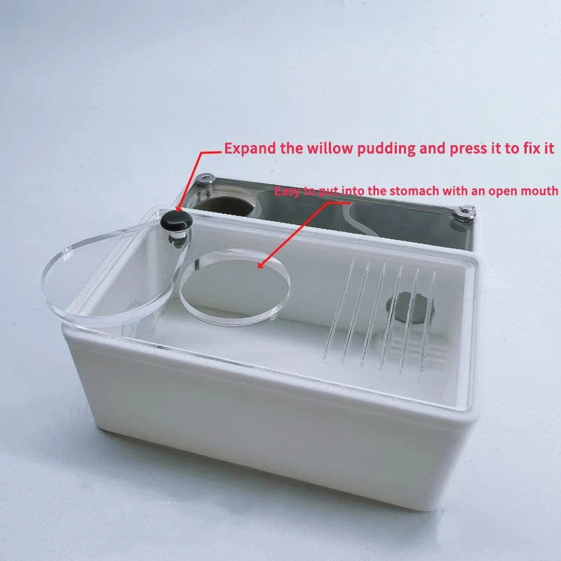 Red light shield fitted over 3D printed ant farm for stress-free colony observation