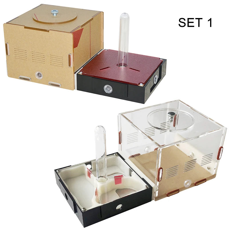 Multiple acrylic ant farm modules connected showing unlimited expansion configuration