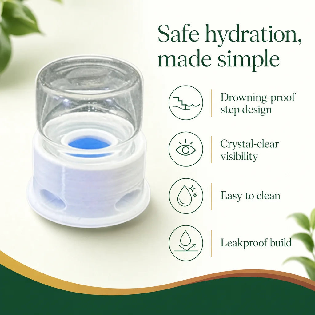 Key benefits of the ant water feeder: no-drown steps, leakproof walls, easy rinse