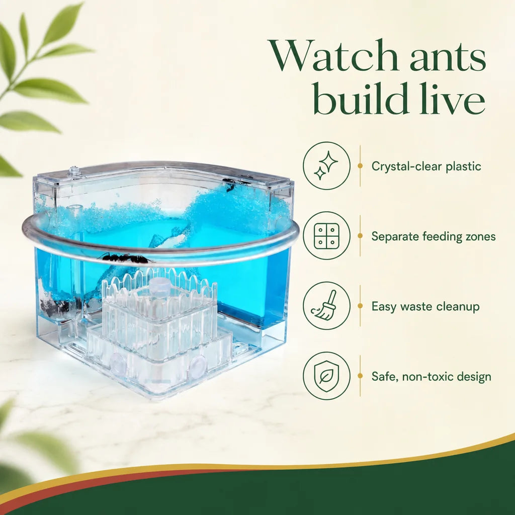 Key benefits of the ant farm sand nest: multi-level chambers and tinted shell