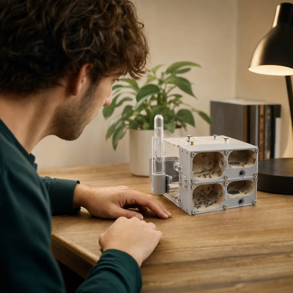 Valley formicarium in use - Lasius colony inside 3D-printed PETG ant nest