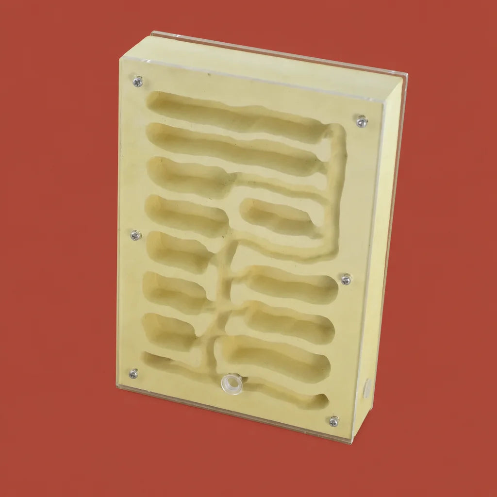 Dual-purpose ecological gypsum ant nest 203x141x43mm improved version, front view showing dual-chamber layout