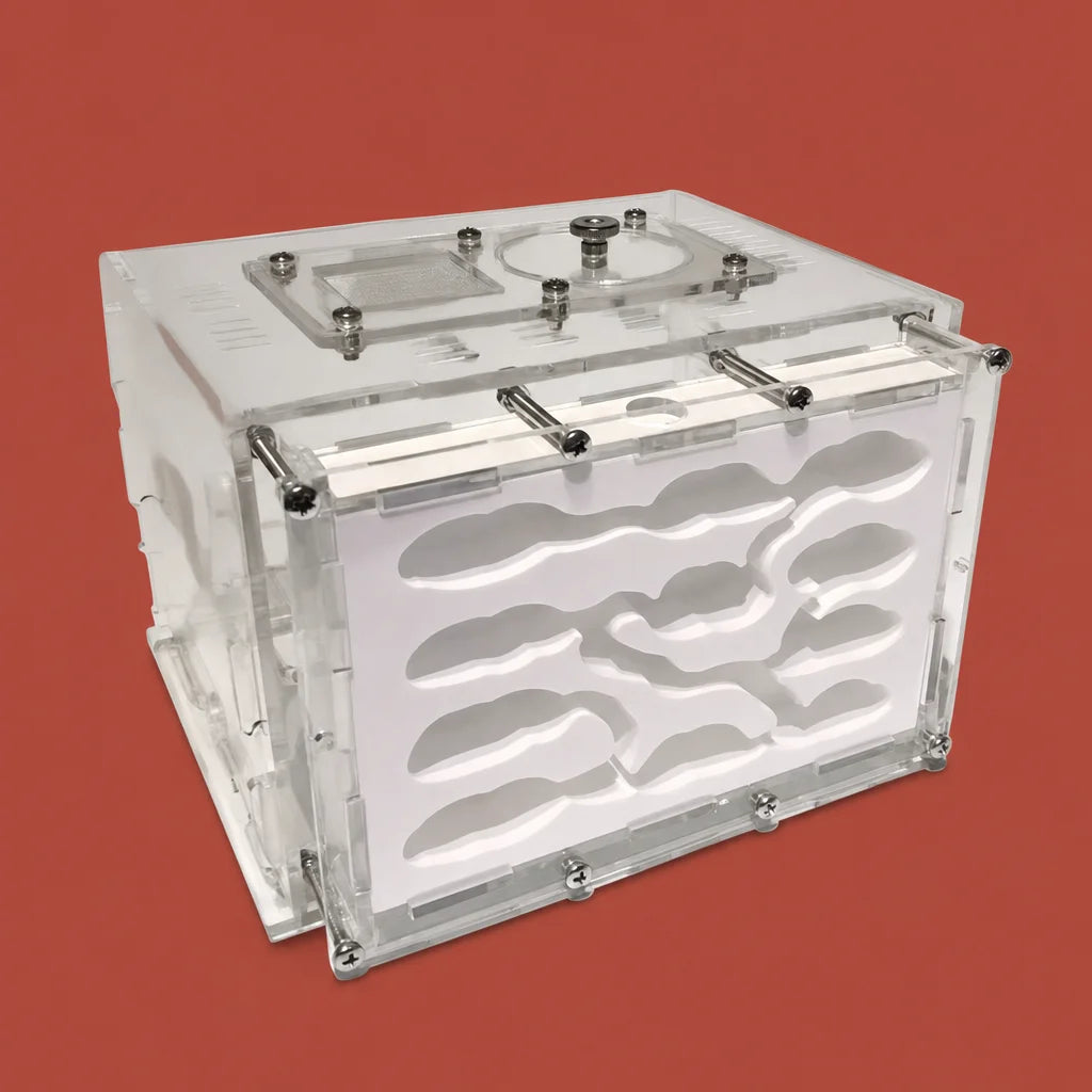 Kids DIY acrylic ant farm with plaster nest, Small size, front view