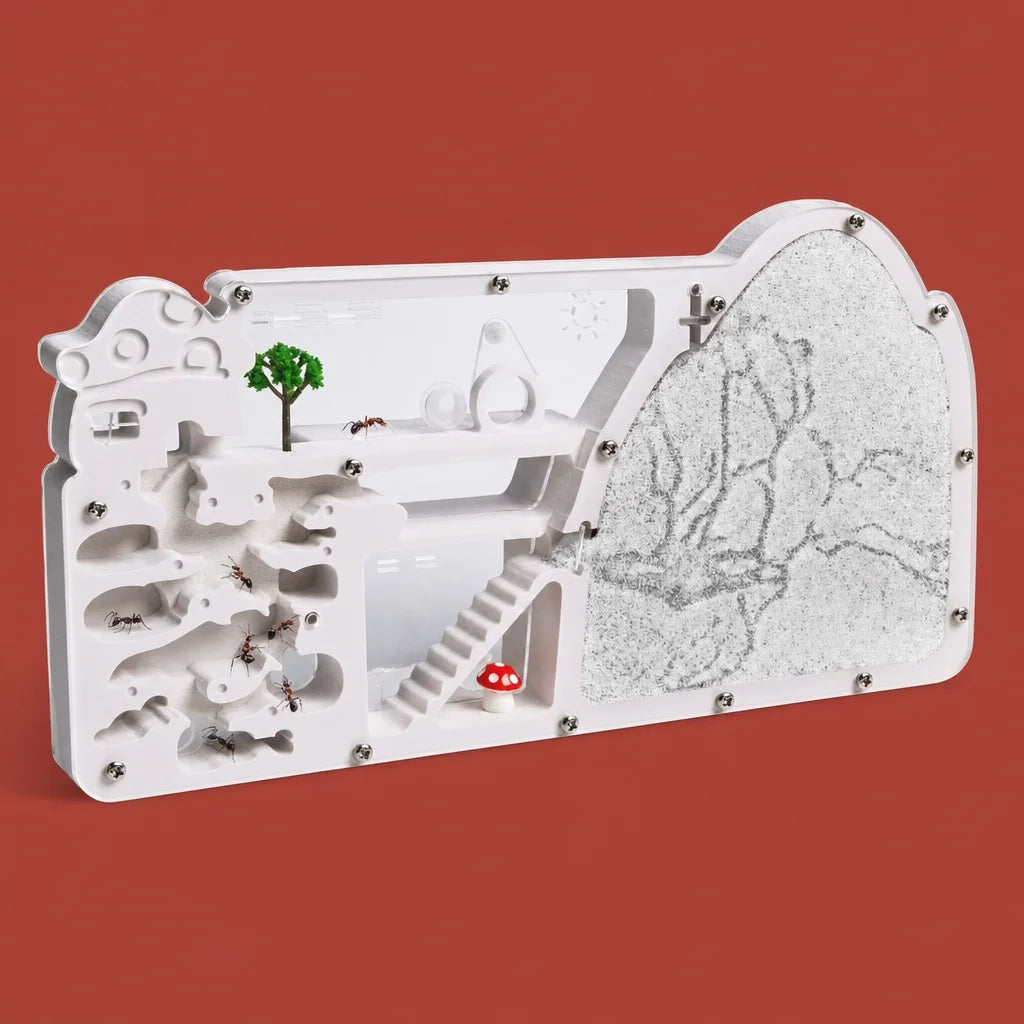 Ant farm castle observation kit front view, Gold finish, clear plastic walls